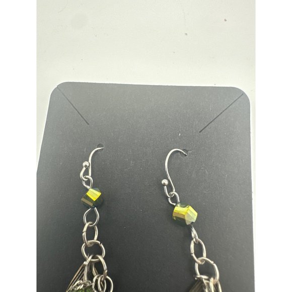 Boho Y2K Peacock Feather Long Dangle Earrings with Hook Ear Wires - Picture 4 of 4